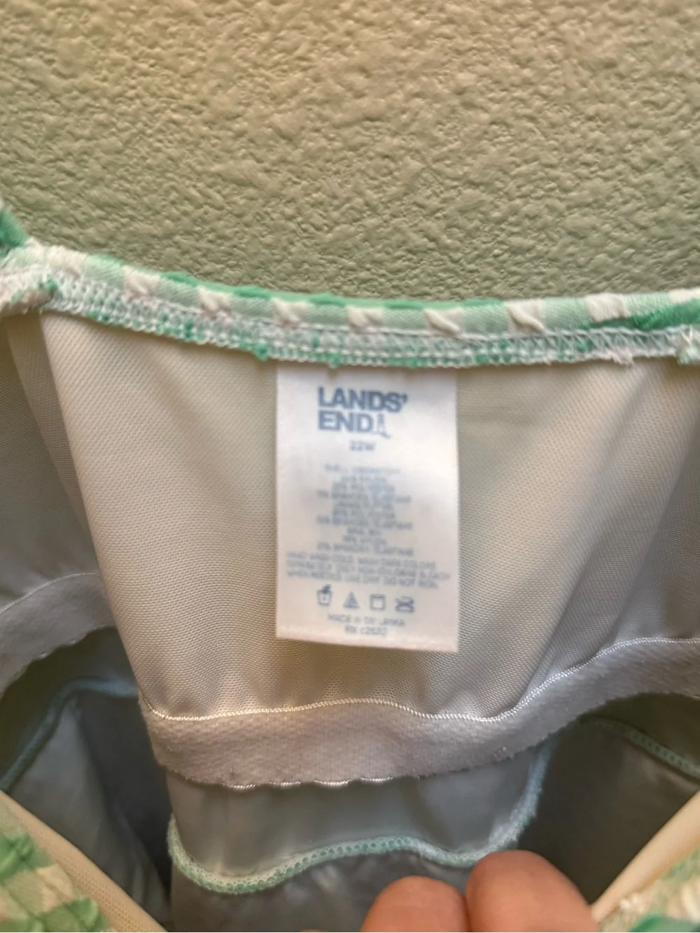 Lands' End Mint Green Textured Swim Dress